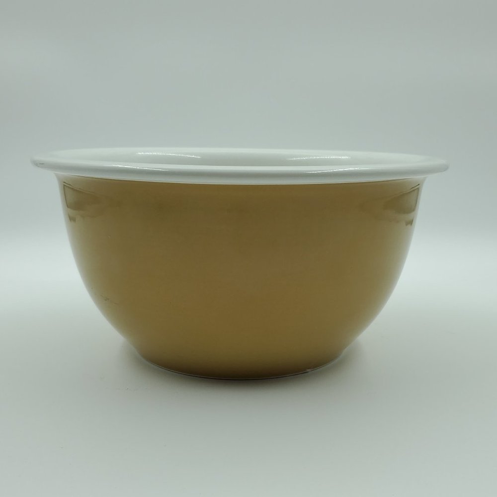 Corningware Stoneware Nesting Mixing Bowl Beige Mustard White 2 Quart